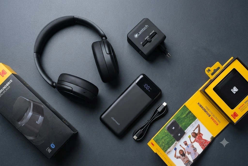 Έξυπνα gadgets για ταξίδι: powerbank, ακουστικά, ηχείο Kodak και ταξιδιωτικός αντάπτορας Lamtech