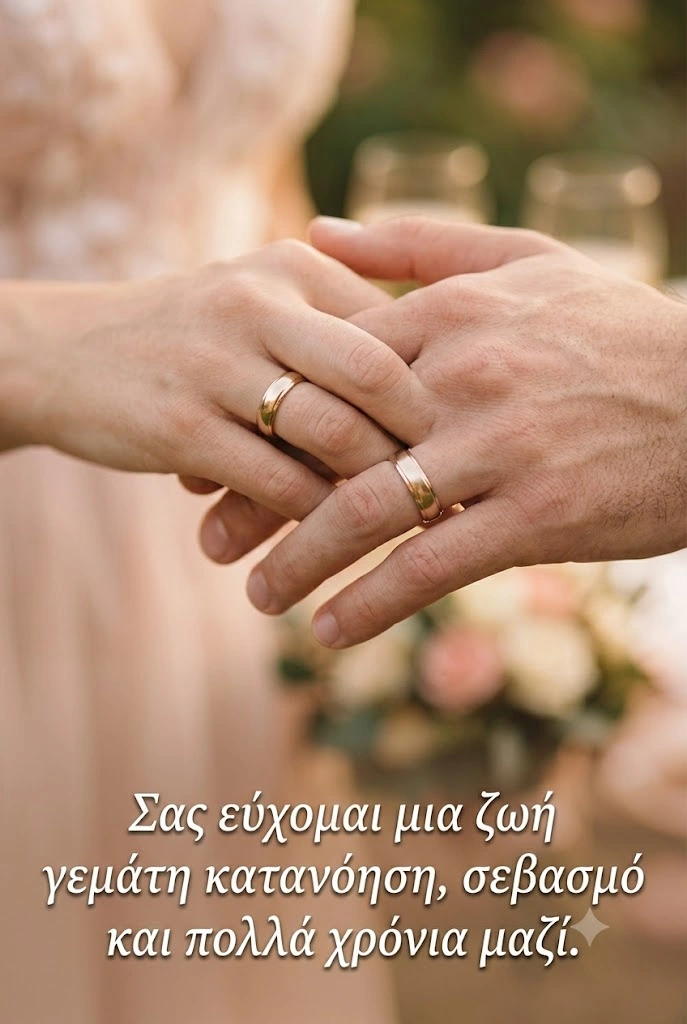 Κλασική ευχή για γάμο με χέρια και βέρες