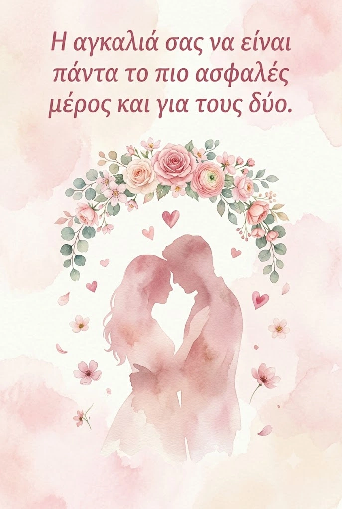 Ρομαντική ευχή για γάμο σε απαλή εικονογράφηση