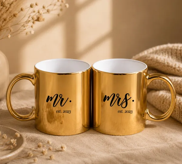 Σετ Χρυσές Κούπες Mr & Mrs