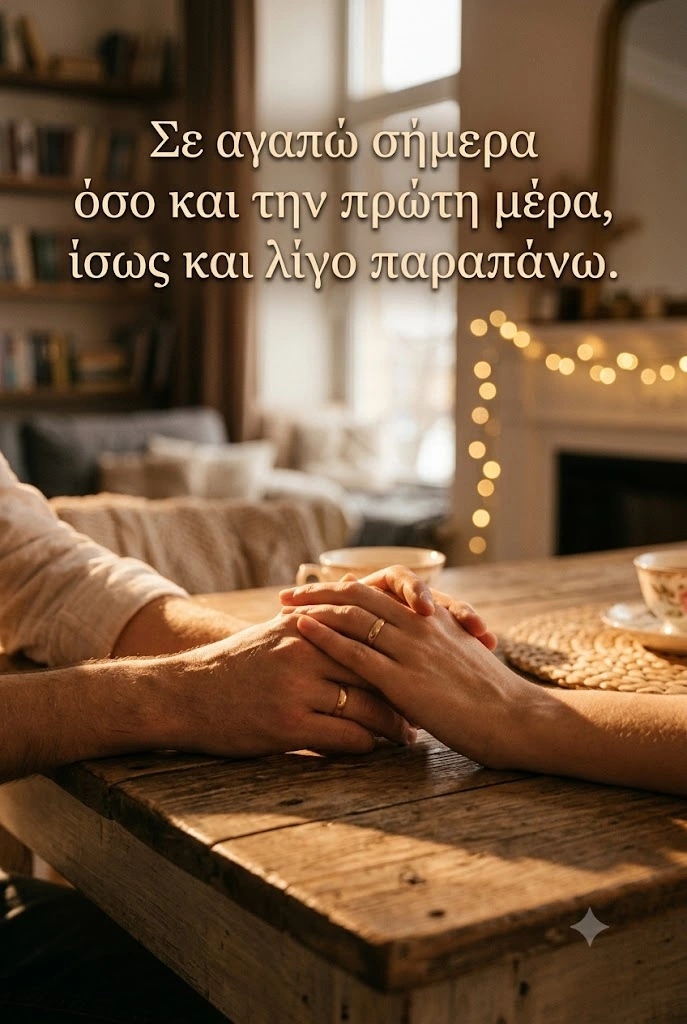 Ρομαντική ευχή για επέτειο γάμου σε σύζυγο με χέρια ενωμένα