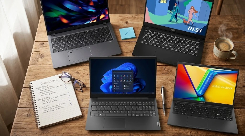 Σύγκριση laptop για φοιτητές πριν την τελική επιλογή, με σημειώσεις αξιολόγησης