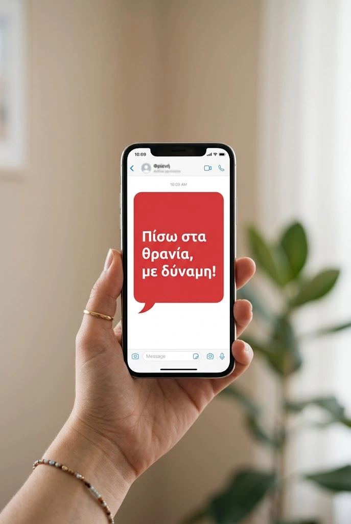 Σύντομο μήνυμα με ευχή για καλή σχολική χρονιά σε οθόνη κινητού