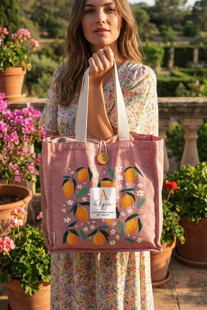 Προσωποποιημένη Tote Bag με Όνομα & Λεμόνια