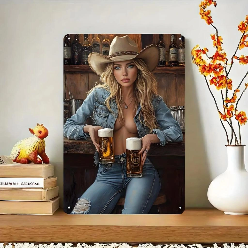 Vintage μεταλλική πινακίδα Pin Up Girl