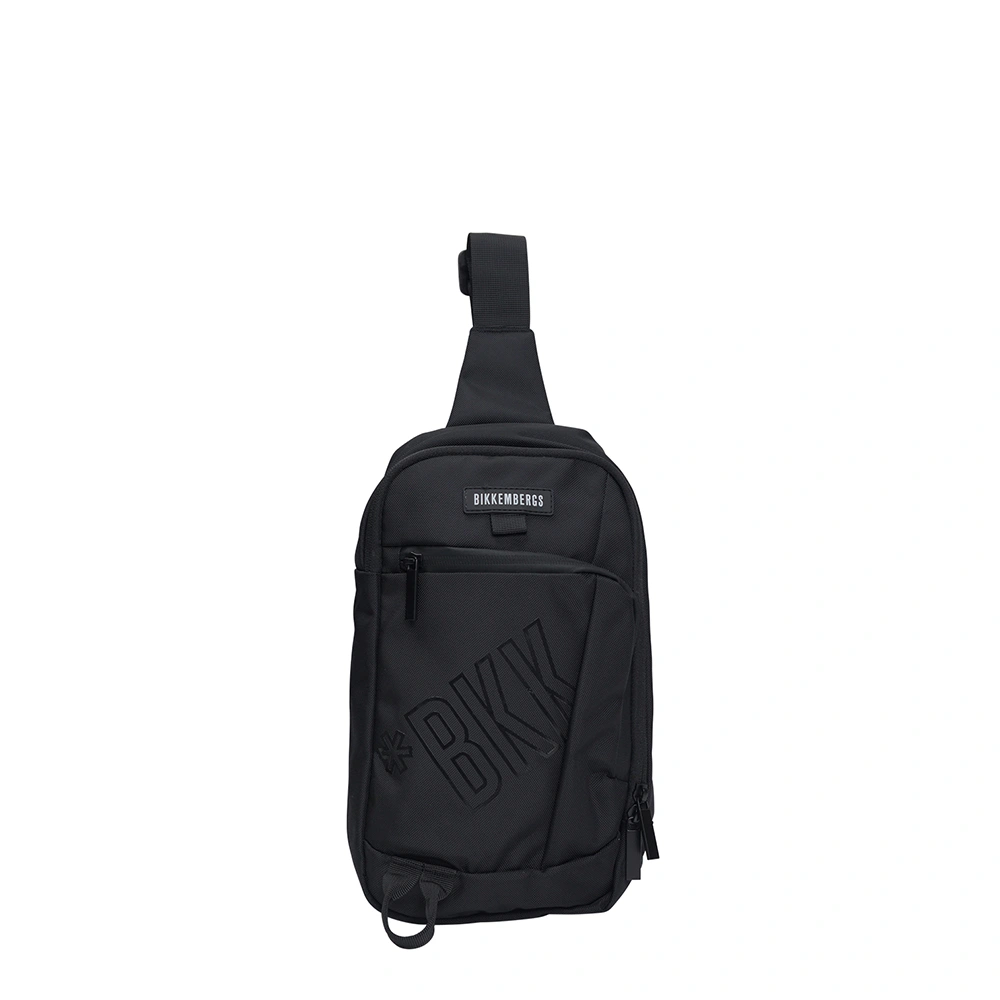 Bikkembergs sling bag μαύρη με ανάγλυφο λογότυπο