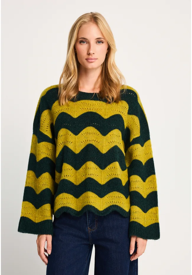 Funky Buddha oversized πλεκτή μπλούζα wavy pattern
