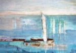 Πινακας σε καμβά ABSTRACT BOAT IN HARBOR