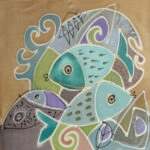 Πίνακας σε καμβά ABSTRACT PAINTING TWO FISH