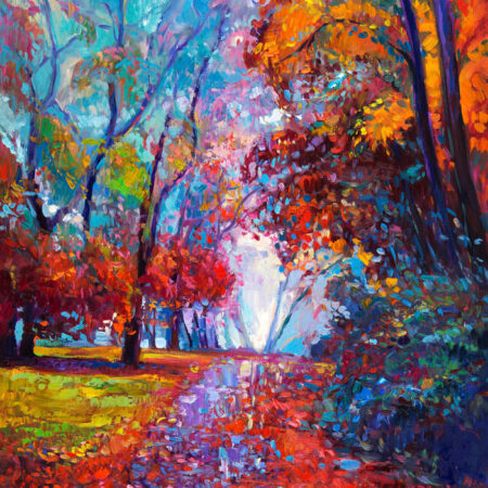 Πινακας σε καμβά AUTUMN LANDSCAPE PAINTING - Δασος Sticky 5
