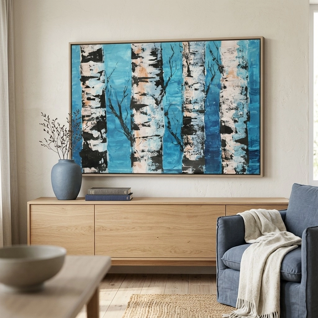 Πινακας σε καμβά BIRCH FOREST OIL PAINTING