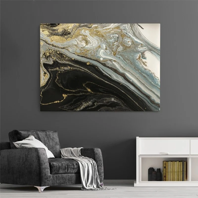 Πινακας σε καμβά BLACK AND GOLD ABSTRACT