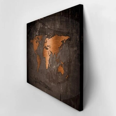 Πινακας σε καμβά BRONZE WORLD MAP - Χαρτες Sticky 8