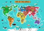 Πινακας σε καμβά COLOR ILLUSTRATION WORLD MAP