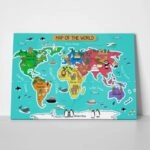 Πινακας σε καμβά COLOR ILLUSTRATION WORLD MAP