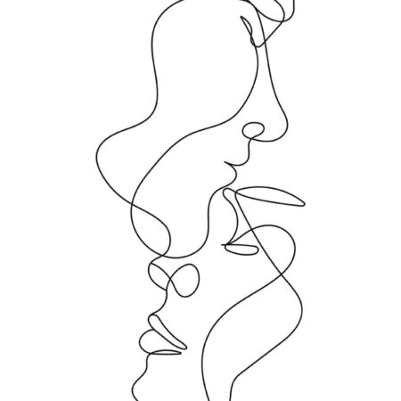 Πινακας σε καμβά COUPLE LINE DRAWING - Πορτραιτα και Φιγουρες Sticky 5