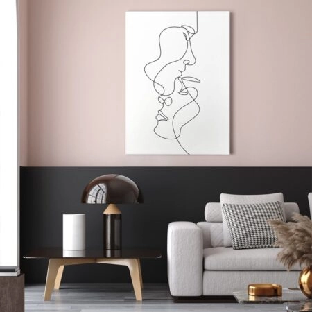 Πινακας σε καμβά COUPLE LINE DRAWING - Πορτραιτα και Φιγουρες