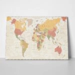 Πινακας σε καμβά DETAILED ILLUSTRATION WORLD MAP