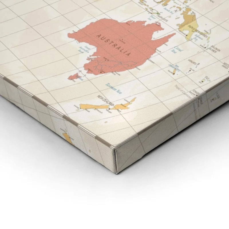 Πινακας σε καμβά DETAILED ILLUSTRATION WORLD MAP