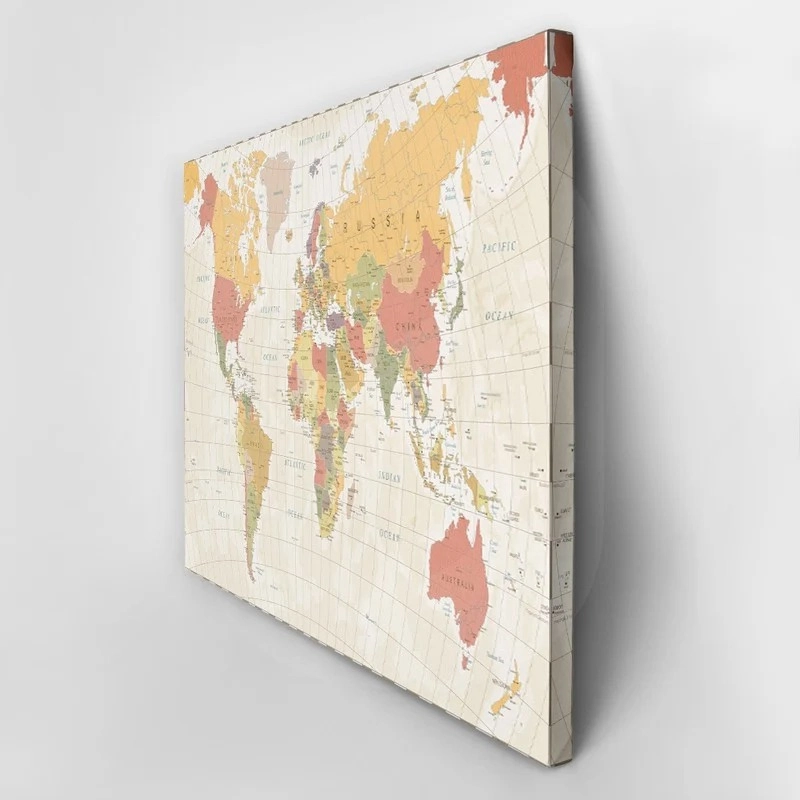 Πινακας σε καμβά DETAILED ILLUSTRATION WORLD MAP
