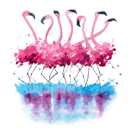Πίνακας σε καμβά FLAMINGOS WATERCOLOR PAINTING - Πουλια Sticky 4