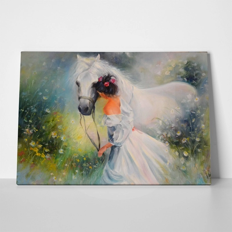 Πινακας σε καμβά GIRL AND HORSE