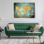 Πινακας σε καμβά GRUNGE ILLUSTRATED WORLD MAP