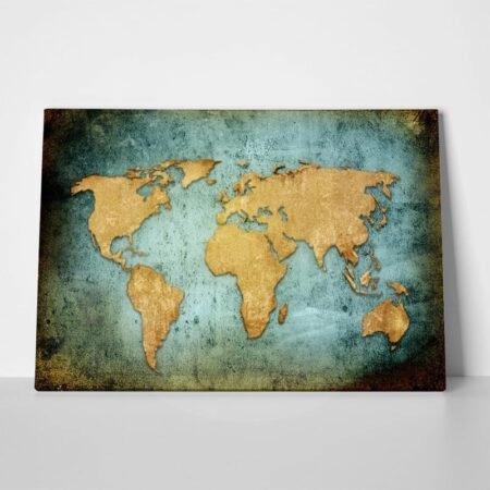 Πινακας σε καμβά GRUNGE ILLUSTRATED WORLD MAP - Χαρτες Sticky 1