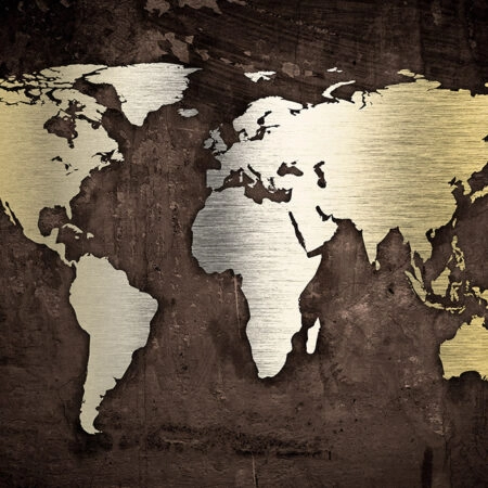 OUTLET Πίνακας σε καμβά GRUNGE METALLIC WORLD MAP 120cm x 80cm - OUTLET Sticky 6