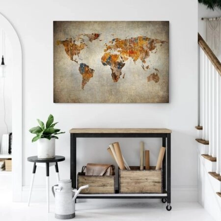Πινακας σε καμβά GRUNGE MAP OF THE WORLD - Χαρτες