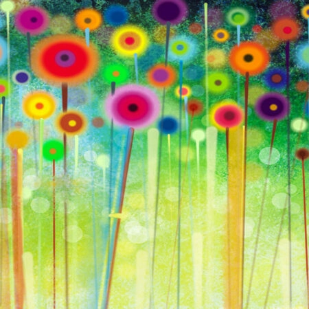 Πινακας σε καμβά HANDPAINTED ABSTRACT FLOWERS - Floral - Λουλουδια Sticky 5