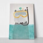 Πινακας σε καμβά HIPPO IN WATER 2