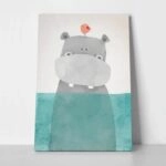 Πινακας σε καμβά HIPPO IN WATER