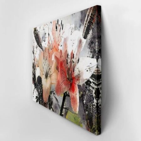 Πινακας σε καμβά LILIES MODERN ABSTRACT ART STYLE CUBISM - Κρινα Sticky 3