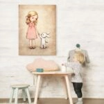 Πινακας σε καμβά LITTLE GIRL BUNNY VINTAGE