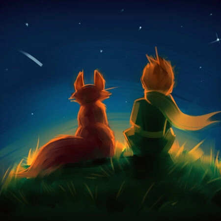 Πινακας σε καμβά LITTLE PRINCE FOX SITTING ON GRASS - Παιδικοι και set Sticky 5