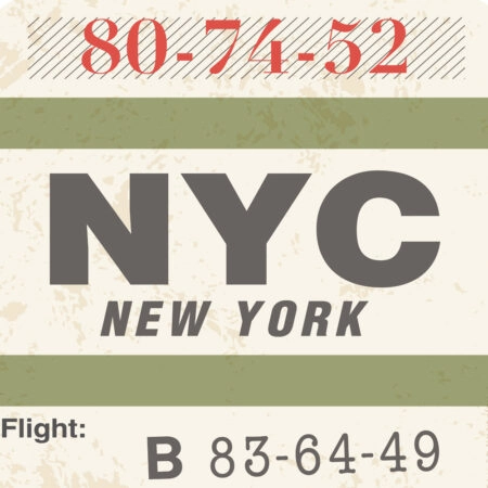 Πίνακας σε καμβά LUGGAGE TAG NEW YORK - Typography και Χαρτες Sticky 4