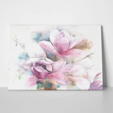 Πινακας σε καμβά MAGNOLIA FLOWER TREE WATERCOLOR PAINTING - Μανολιες Sticky 1