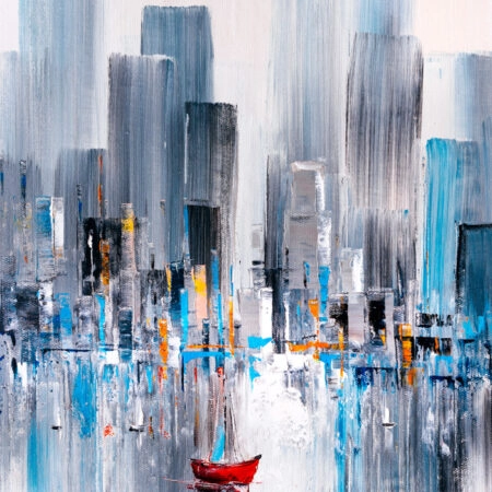 Πινακας σε καμβά MANHATTAN BAY OIL PAINTING - Αφηρημενα και Abstract Sticky 6