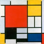 Πίνακας σε καμβά MONDRIAN - COMPOSITION WITH LARGE RED PLANE YELLOW BLACK GRAY AND BLUE