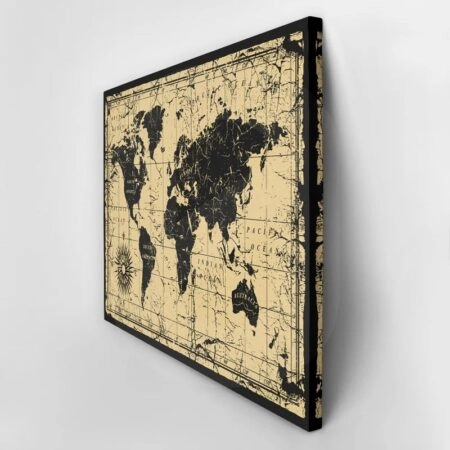 Πινακας σε καμβά OLD BLACK INK MAP - Χαρτες Sticky 3