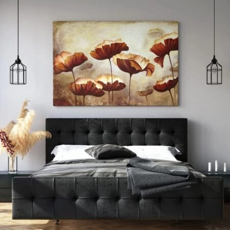 Πινακας σε καμβά PAINTING POPPIES TEXTURE BROWN - Πινακες σε καμβα