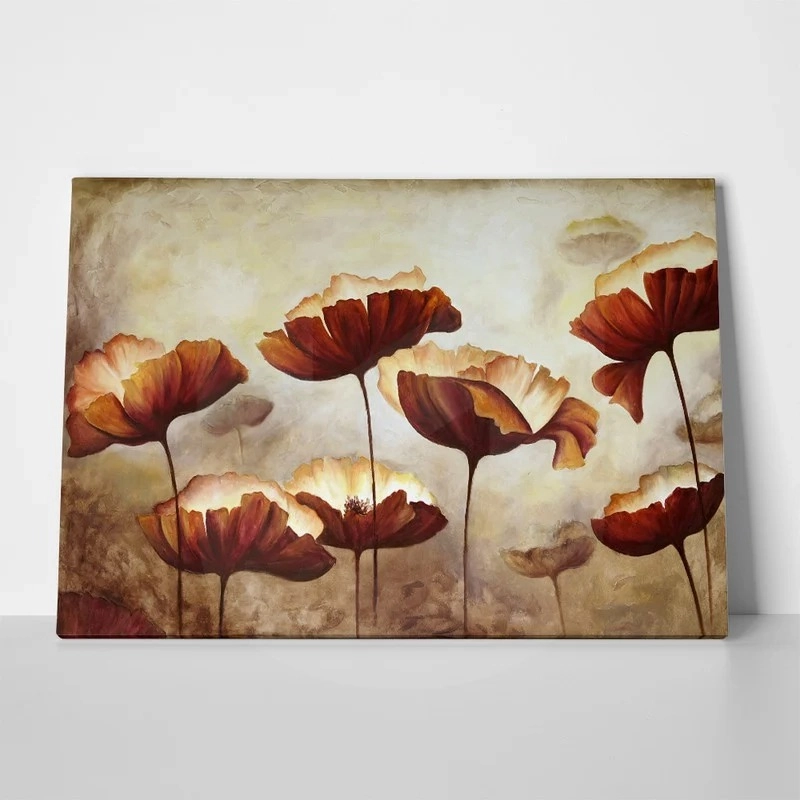 Πινακας σε καμβά PAINTING POPPIES TEXTURE BROWN