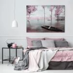 OUTLET Πινακας σε καμβά PINK LAKE BOAT 120cm x 80cm