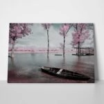 OUTLET Πινακας σε καμβά PINK LAKE BOAT 120cm x 80cm