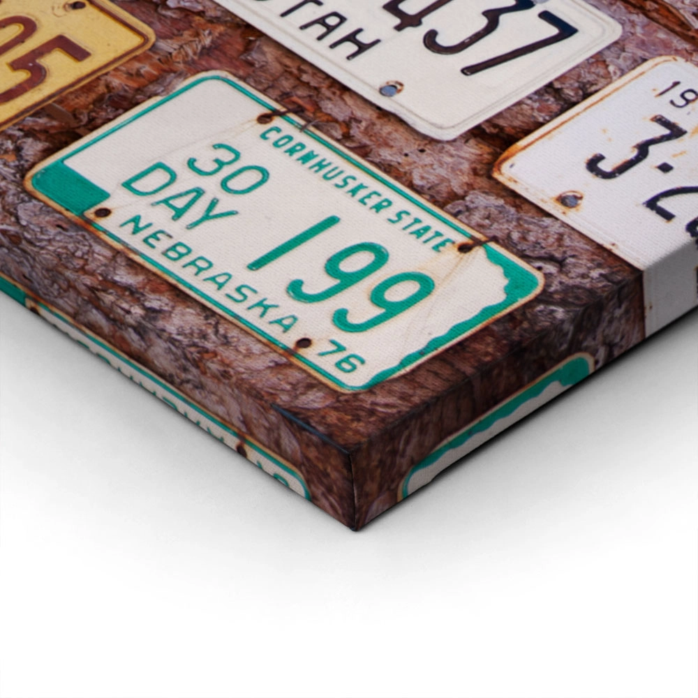 Πινακας σε καμβά RETRO CAR PLATES
