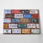 Πινακας σε καμβά RETRO CAR PLATES