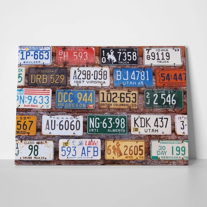Πινακας σε καμβά RETRO CAR PLATES