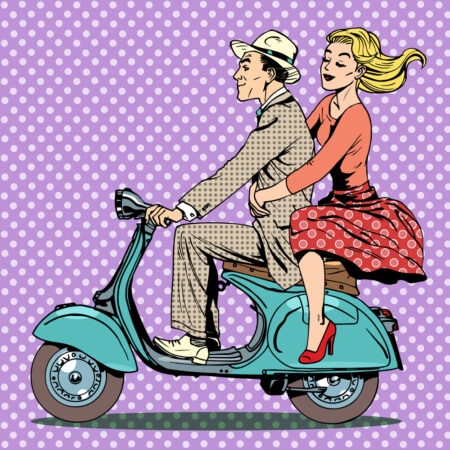Πίνακας σε καμβά RIDING SCOOTER POP ART - Μηχανες Sticky 4