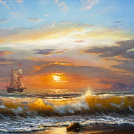Πινακας σε καμβά SAILBOAT SUNSET - Θαλασσα Sticky 6